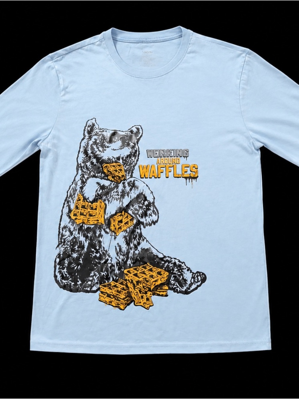 Wonder Nation Blue Bear Waffle Graphic Long Sleeve Tee | Youth XL 14–16